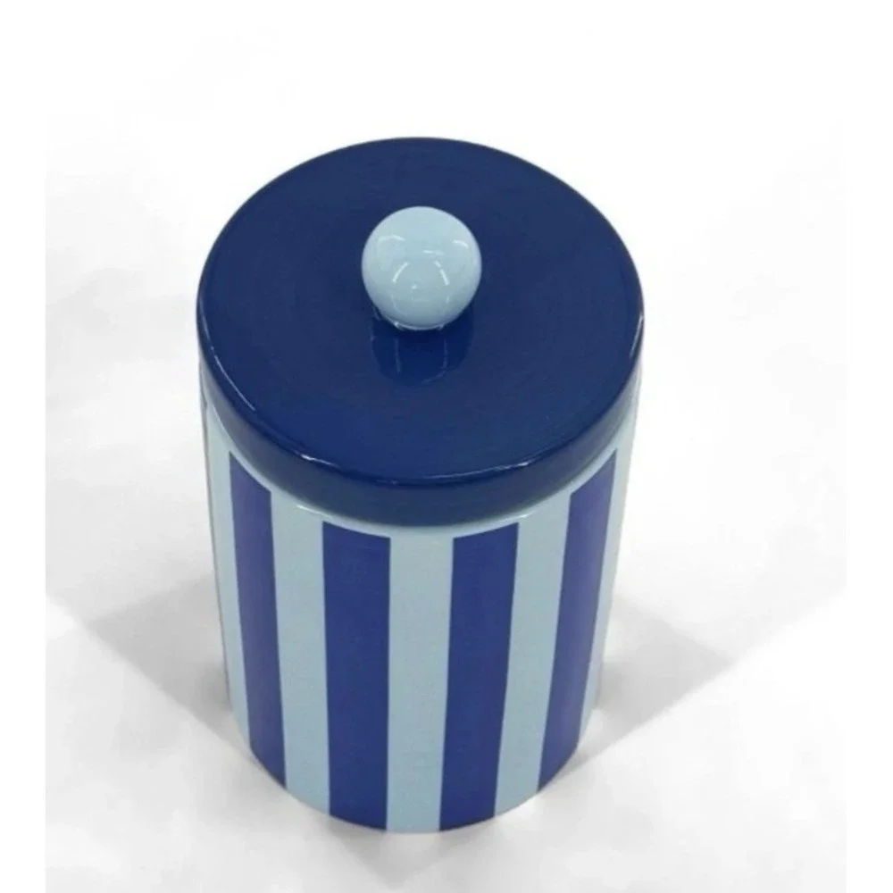Ceramic Jar Blue striped - Bullseye's Playground™